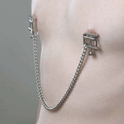 Stainless-steel metallic-chain accessories clamps nipple-clamps C-clamp open-press nipple nipple-play thumbscrew thumb-screw fine-threaded adjustable connecting-chain removable teasing precise durable smooth customizable fetish fashion alt-fashion bedroom dungeon bondage bdsm bdsm-toys restraints kink kinky kinky-toys kinky-play sensory-play pinching pressure pain punishment stocking-stuffers gifts adult-toys unisex silver