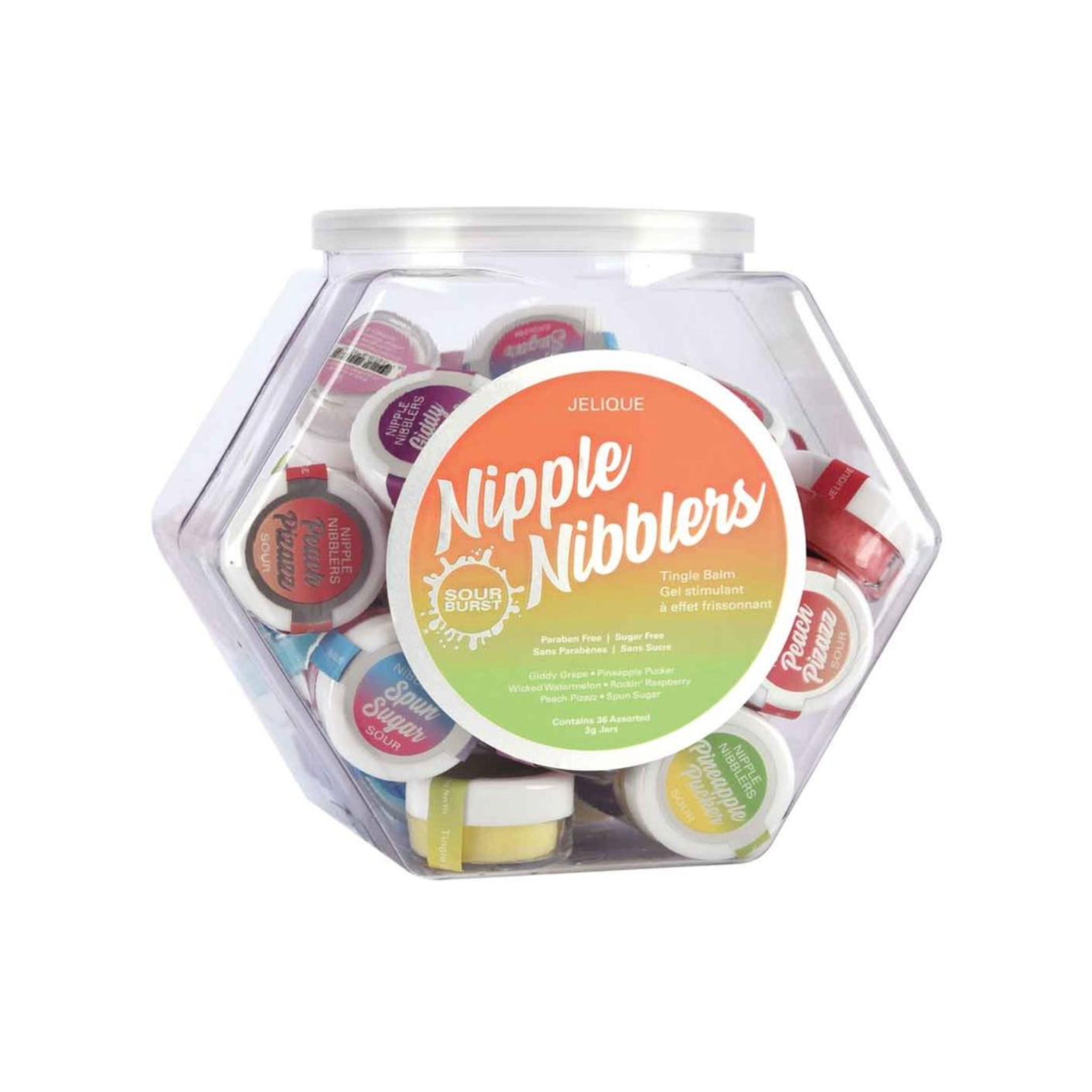 nipple nibblers sour tingle balm assorted flavors cooling balm tingling sensation flavored balm adult accessory sensory play display bowl 36pcs cosmetic balm