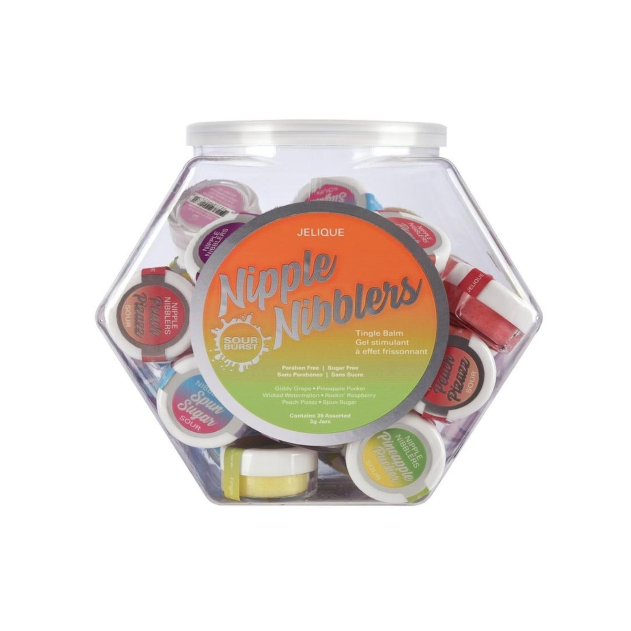 nipple nibblers sour tingle balm assorted flavors cooling balm tingling sensation flavored balm adult accessory sensory play display bowl 36pcs cosmetic balm