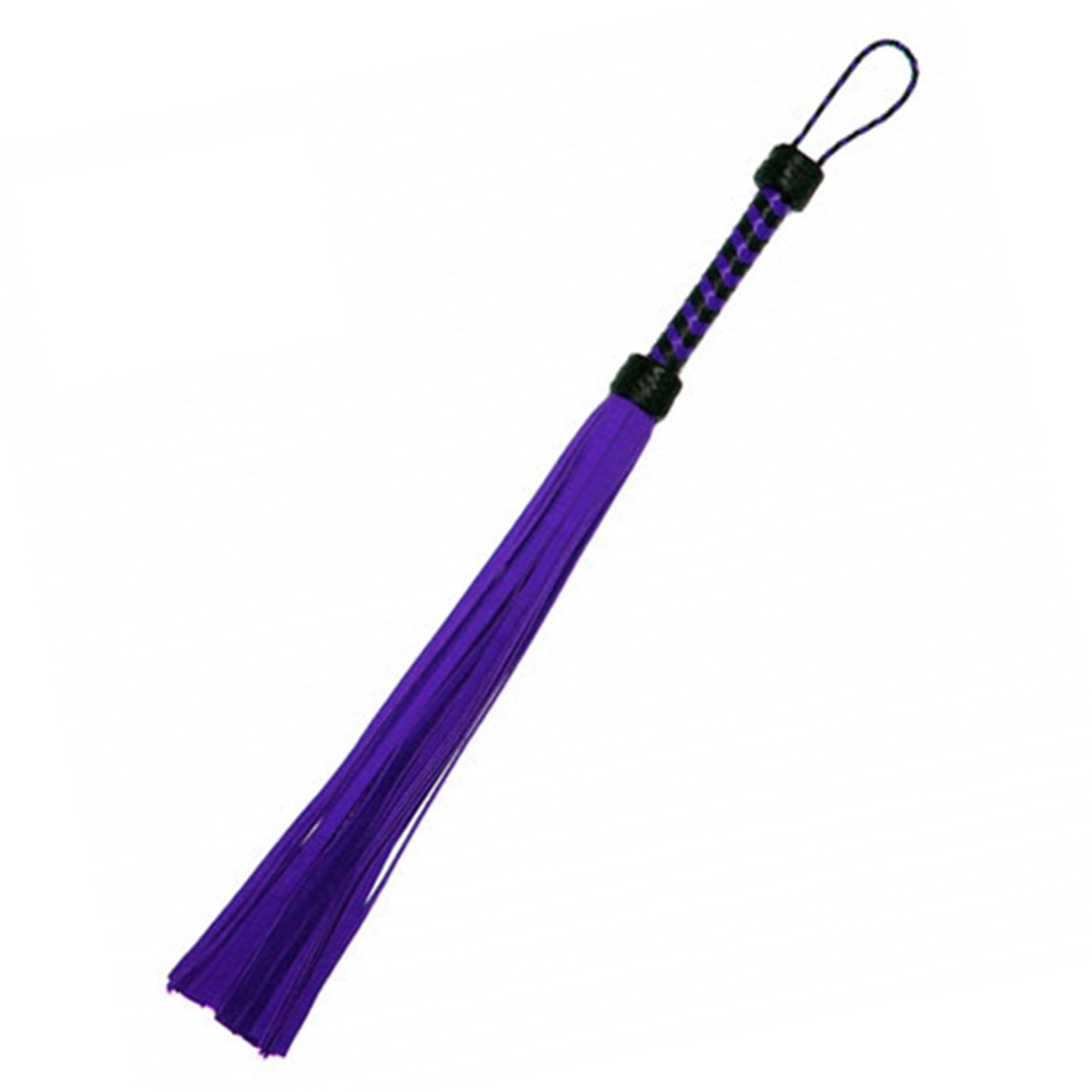 Leather authentic genuine nubuck cowhide cow-hide cow hide woven braided handle stinging stingy falls hard smooth whip flogger bondage bdsm sadism masochism sadomasochism spanking impact impact-play impact-toys kink kinky kinky-play adult-toys black purple