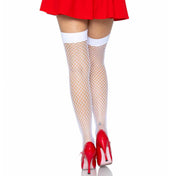 Spandex nylon fishnet fish-net industrial-net accessories intimates hosiery stocking thigh-high thigh-hi red-bow nurse-badge cross-detail reinforced-toe comfortable playful seductive bold sexy durable fetish fashion alt-fashion alternative rave raver-babe ravewear festival kink kinky kinkwear erotic role-play roleplay uniform naughty-nurse costume cosplay halloween halloween-costumes halloween-accessories back-to-school back-2-school school female femme feminine womens white-red