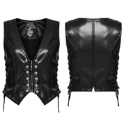 Lace-up Faux Leather Vest