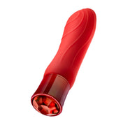 Silicone platinum-cured plastic ABS-plastic bullet vibrator vibe vibrating vibration curved usb-rechargeable magnetic-charging charging-cable waterproof submersible IPX7 gemstone faceted-gem temperature temp-play heating warming fierce smooth comfortable adult-toys red