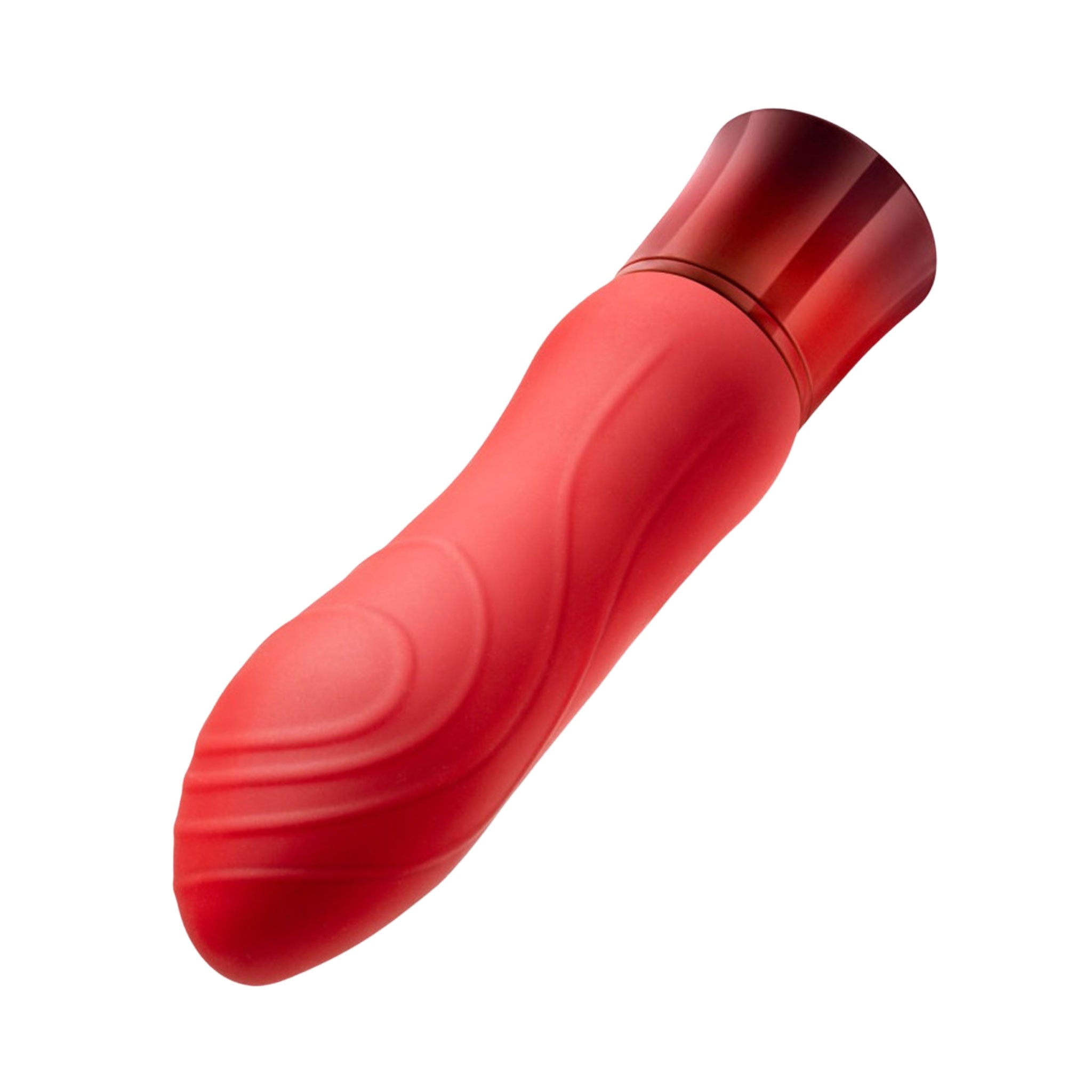 Silicone platinum-cured plastic ABS-plastic bullet vibrator vibe vibrating vibration curved usb-rechargeable magnetic-charging charging-cable waterproof submersible IPX7 gemstone faceted-gem temperature temp-play heating warming fierce smooth comfortable adult-toys red