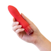Silicone platinum-cured plastic ABS-plastic bullet vibrator vibe vibrating vibration curved usb-rechargeable magnetic-charging charging-cable waterproof submersible IPX7 gemstone faceted-gem temperature temp-play heating warming fierce smooth comfortable adult-toys red