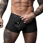 Polyester polyurethane Spandex elastane bottoms intimates lingerie shorts underwear codpiece codpiece-pouch pouch cod-piece tear-away tearaway tear-off press-stud snap-button low-rise high-cut sexy bedroom surprise fetish fashion bdsm-fashion male masculine masc mens menswear guys dudes black