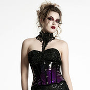 PU velvet satin accessory top corset cincher waist-cincher cinching waist waist-training satin-ribbon adjustable laceup lace-up shiny glossy bold wild sexy snatched fierce edge edgy lingerie intimates female femme feminine women black violet ombre gradient