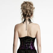 PU velvet satin accessory top corset cincher waist-cincher cinching waist waist-training satin-ribbon adjustable laceup lace-up shiny glossy bold wild sexy snatched fierce edge edgy lingerie intimates female femme feminine women black violet ombre gradient