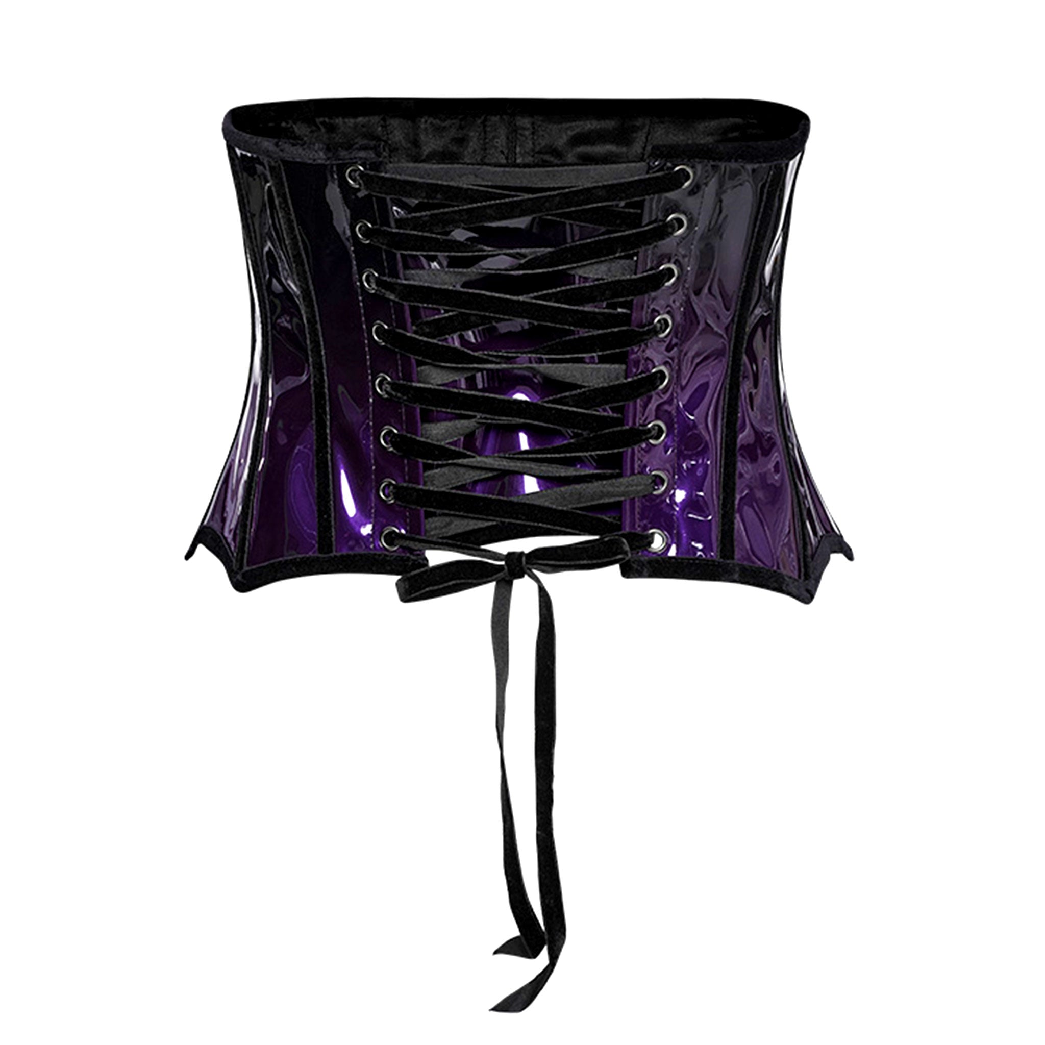 PU velvet satin accessory top corset cincher waist-cincher cinching waist waist-training satin-ribbon adjustable laceup lace-up shiny glossy bold wild sexy snatched fierce edge edgy lingerie intimates female femme feminine women black violet ombre gradient