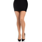 Nylon spandex elastane micro-net sheer opaque hosiery pantyhose panty-hose stockings tights intimates versatile breathable reinforced cotton crotch form-flattering waist-high waist high beige