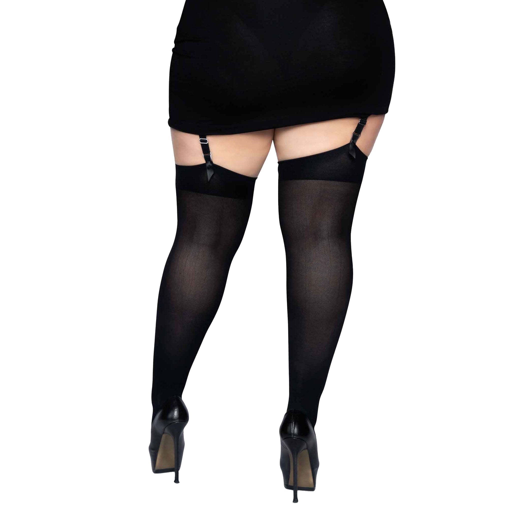 Nylon hosiery stockings thigh-high thigh high thigh-hi opaque silky sheer rave ravewear festival costumes cosplay accessories female femme feminine women black queen