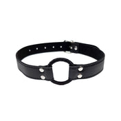 Leather faux-leather fabric accessories gag mouth-gag ring-gag open-mouth O-ring adjustable buckle lightweight fetish fashion alt-fashion alternative bedroom dungeon fetishwear bondage bdsm bdsm-gear bdsm-toys bdsm-fashion kink kinky kinkwear kinky-toys sub submissive restraints costume cosplay halloween unisex black