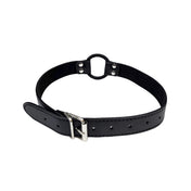 Leather faux-leather fabric accessories gag mouth-gag ring-gag open-mouth O-ring adjustable buckle lightweight fetish fashion alt-fashion alternative bedroom dungeon fetishwear bondage bdsm bdsm-gear bdsm-toys bdsm-fashion kink kinky kinkwear kinky-toys sub submissive restraints costume cosplay halloween unisex black