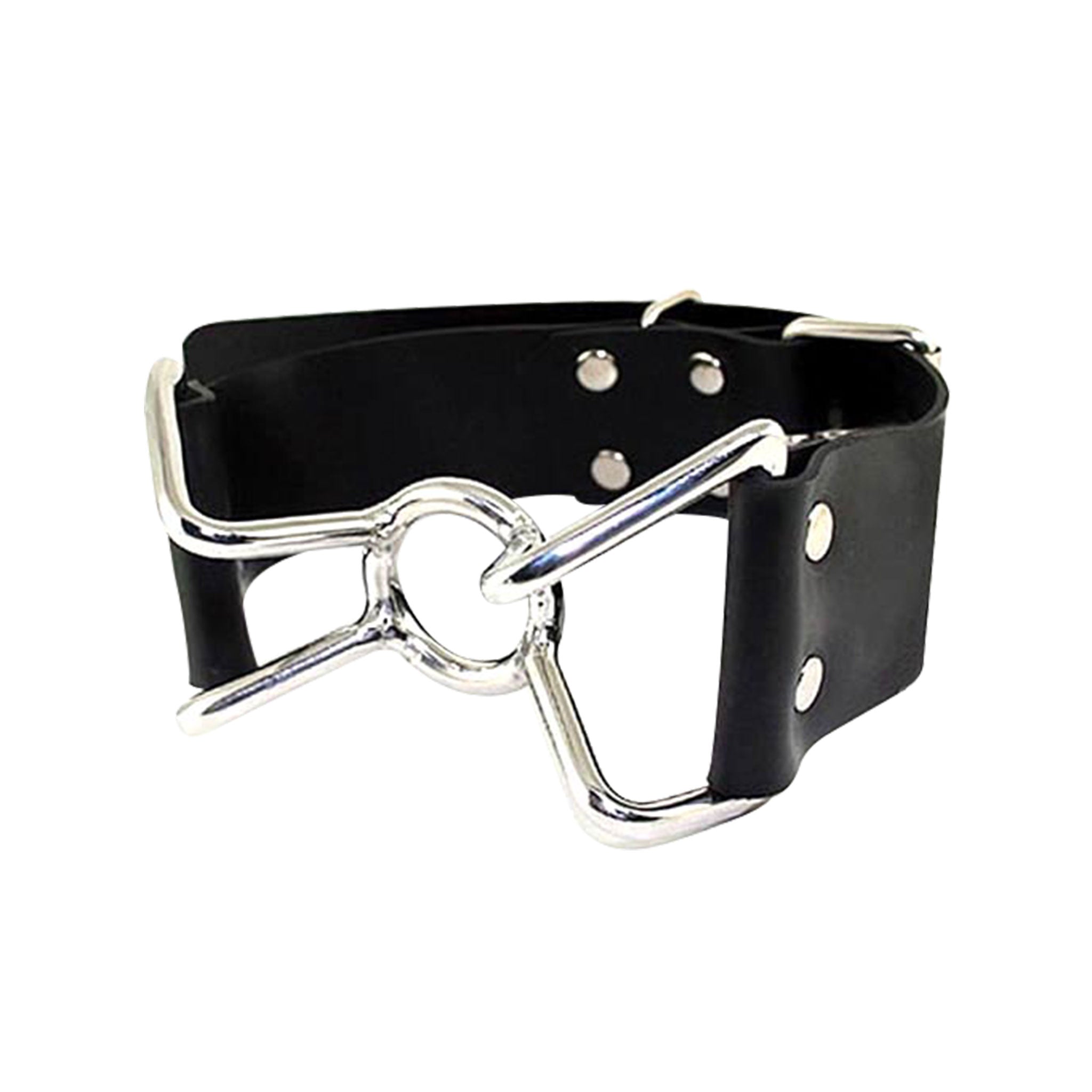 PVC vinyl faux leather metal metallic gag mouth spider adjustable buckle bondage bdsm bdsm-gear kink kinky kinky-play restraint adult-toys sex-toys black silver