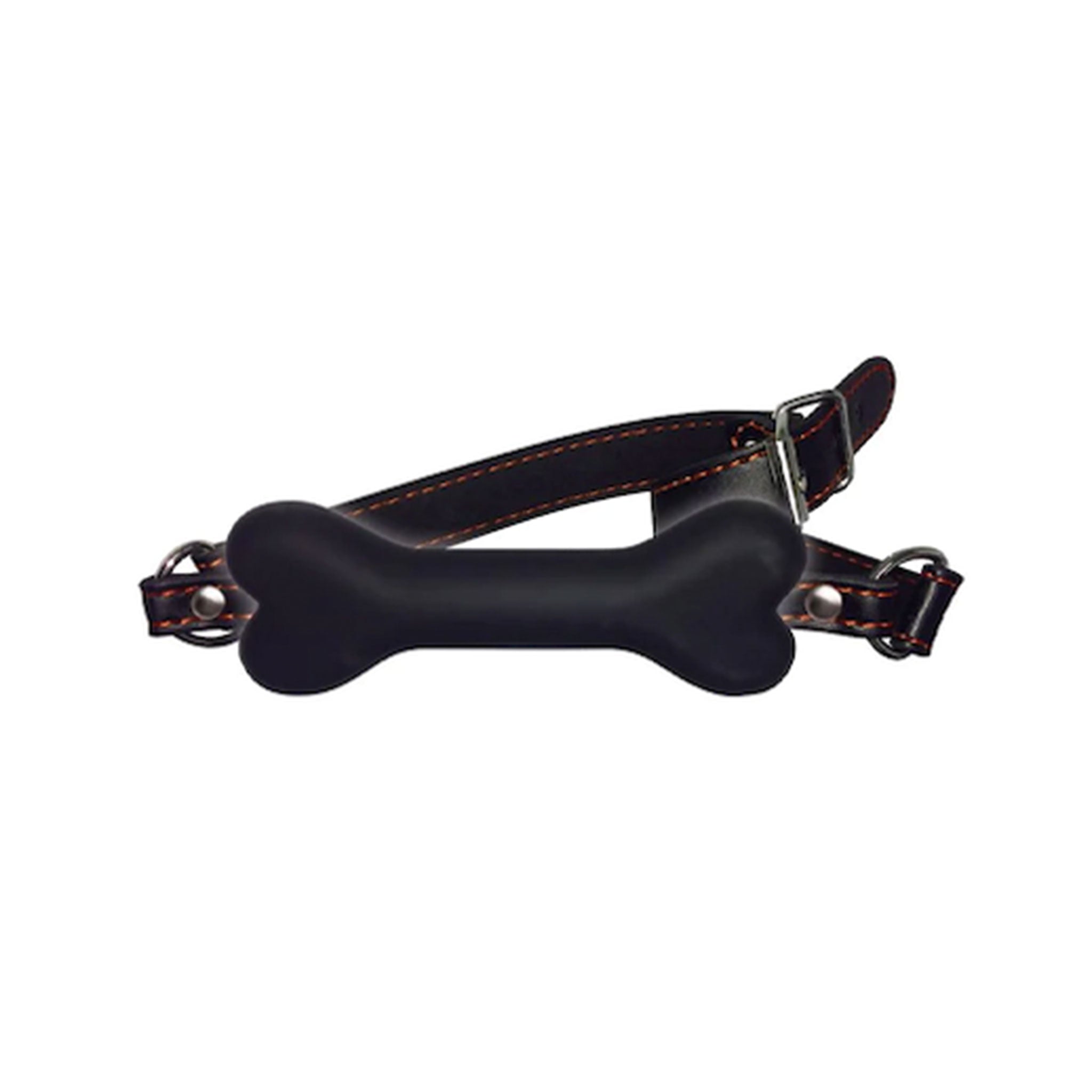 Silicone faux-leather leatherette accessories restraints gag mouth-gag bone-gag bone-shaped back-closure adjustable buckle secure durable waterproof bondage bdsm bdsm-toys kink kinky kinky-toys kinky-play pet-play pet-training training pup dog adult-toys unisex black