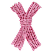 Polyester cotton poly-blend cotton-blend rope bondage-rope three-braid 3-braid rubber-capped Japanese-inspired strong long sensuous silky smooth bondage bdsm restraints rope-play ropeplay shibari kinbaku tied-up tying bound dom dominant domme sub submissive submission adult-toys pink