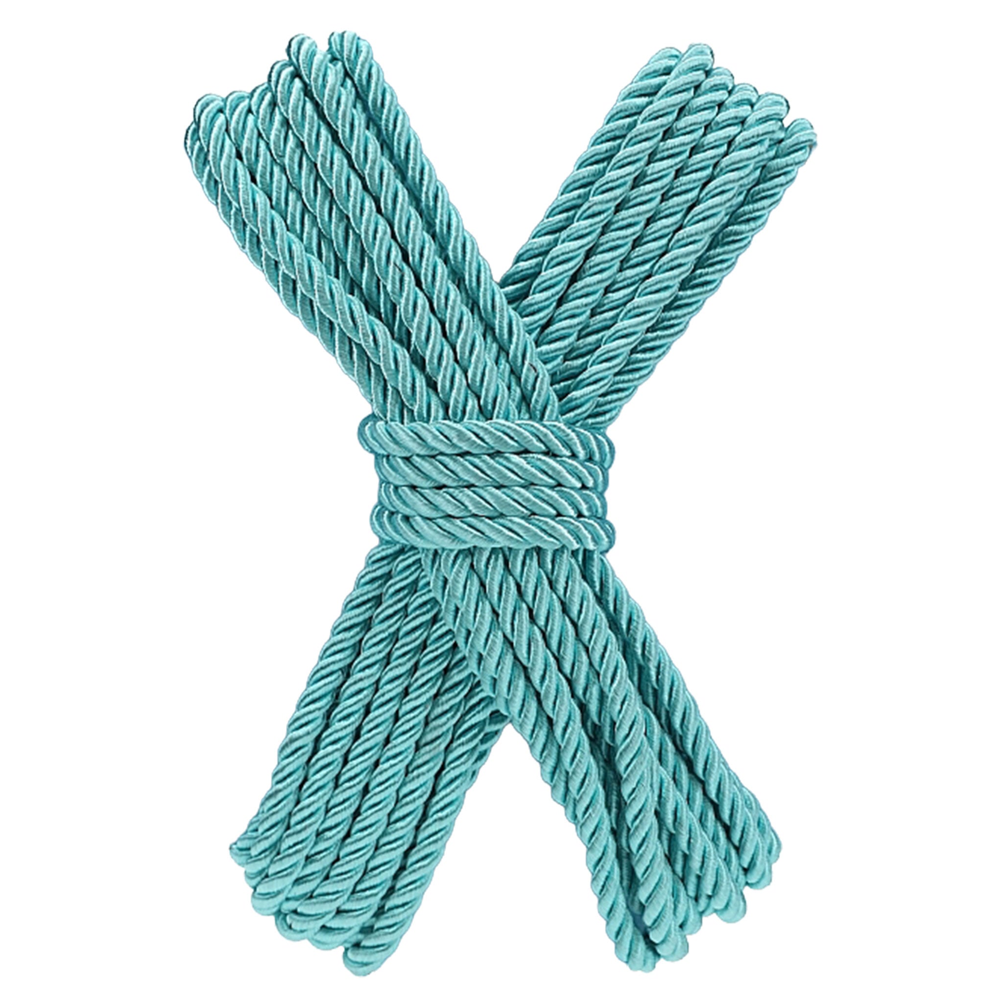 Polyester cotton poly-blend cotton-blend rope bondage-rope three-braid 3-braid rubber-capped Japanese-inspired strong long sensuous silky smooth bondage bdsm restraints rope-play ropeplay shibari kinbaku tied-up tying bound dom dominant domme sub submissive submission adult-toys turquoise blue