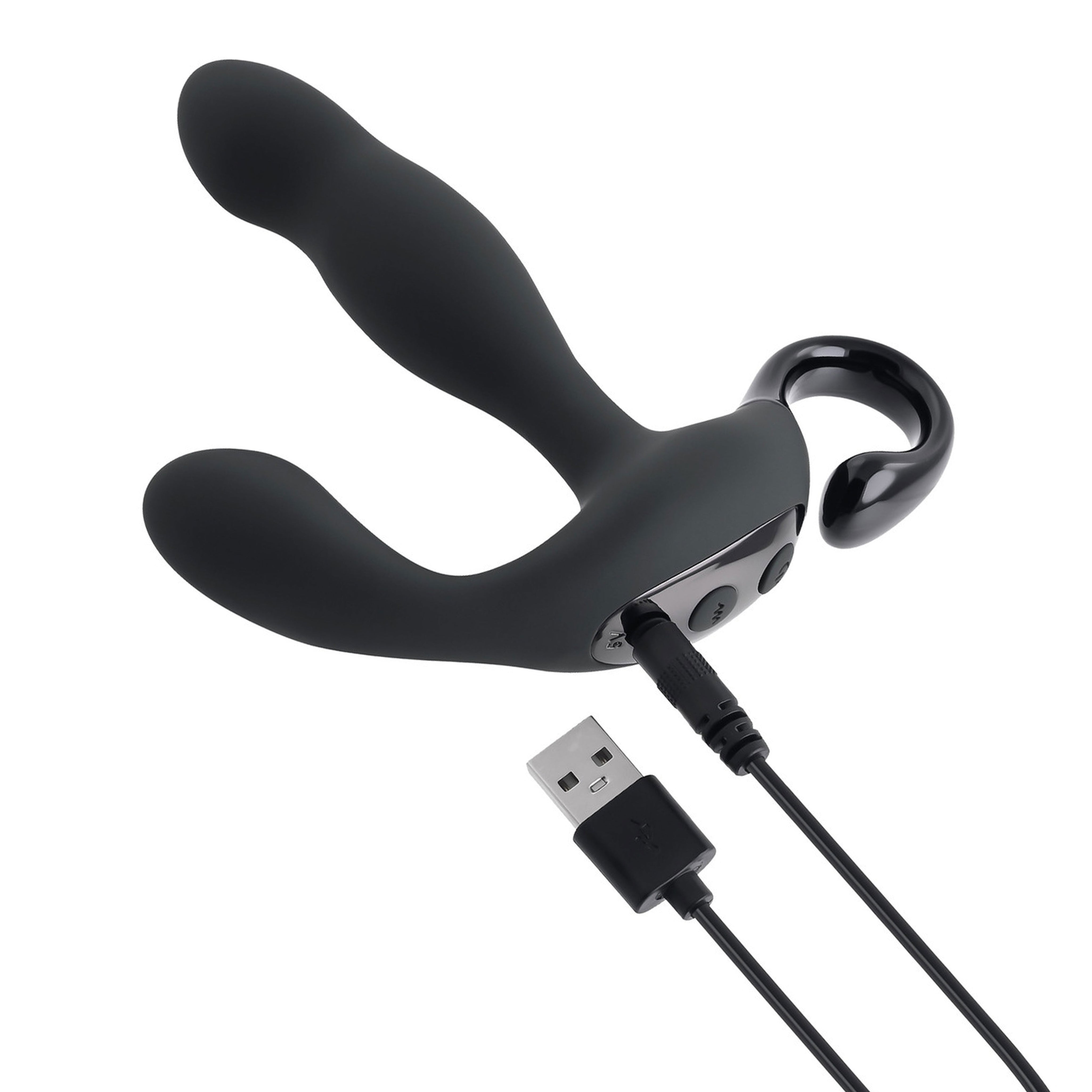 Come Hither Rechargeable Silicone Prostate Vibe with Remote Control - Black