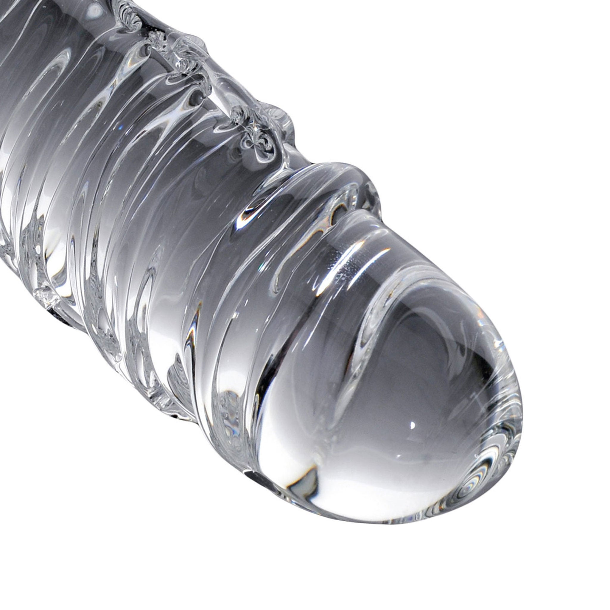Glass borosilicate dildo textured veins veiny balls testicles icicles 63 8.5-inches clear