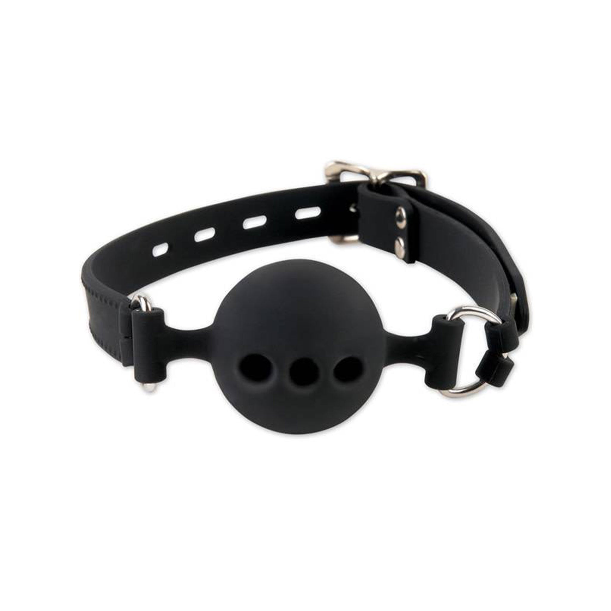 Silicone mouth gag ball breathable adjustable odorless tasteless bondage black