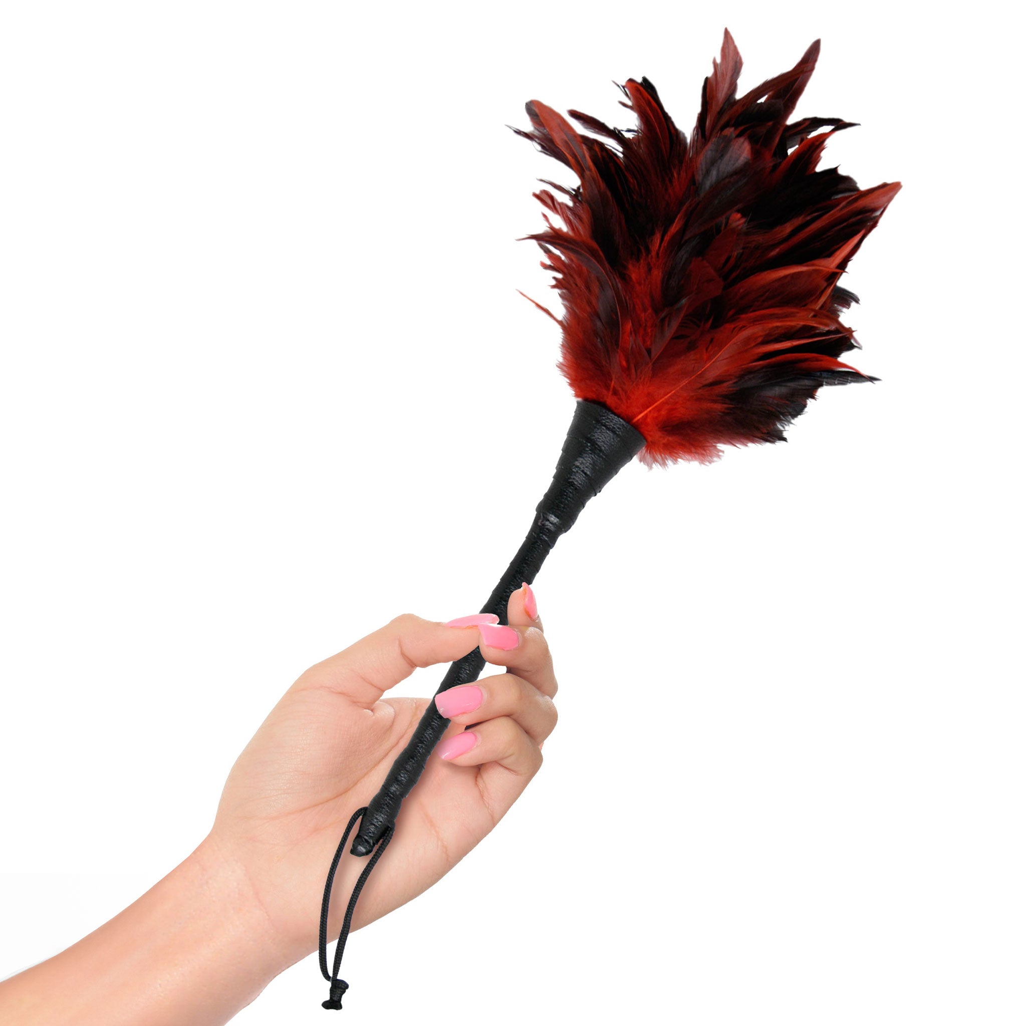 Feather duster frisky maid role-play roleplay sensory kinky couples red