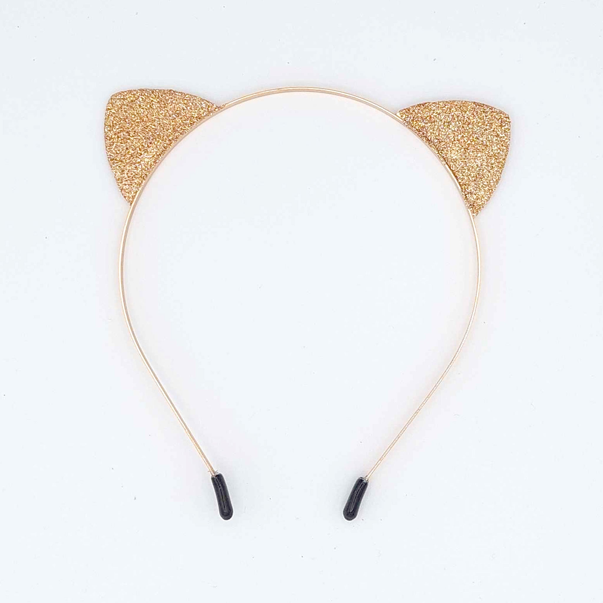 Flexible metallic headband hairband headgear kitty cat ears fun pet-play accessories halloween glitter rose-gold