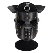Leather PU-leather studded-leather accessories headgear head-gear mask hood studded studs riveted detachable removable snap-button press-stud snout flexible-ears D-ring O-ring adjustable buckle flexible bondage bdsm bdsm-gear bdsm-toys kink kinky kinky-play costume cosplay halloween halloween-couture animal furry yiff pup puppy pup-play pet-play roleplay role-play couples couples-play adult-toys unisex black