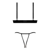 pvc bra lace-up crotchless panty set patent vinyl lingerie shiny underwire grommet strappy fetishwear sexy edgy cyber latex look fetish factory