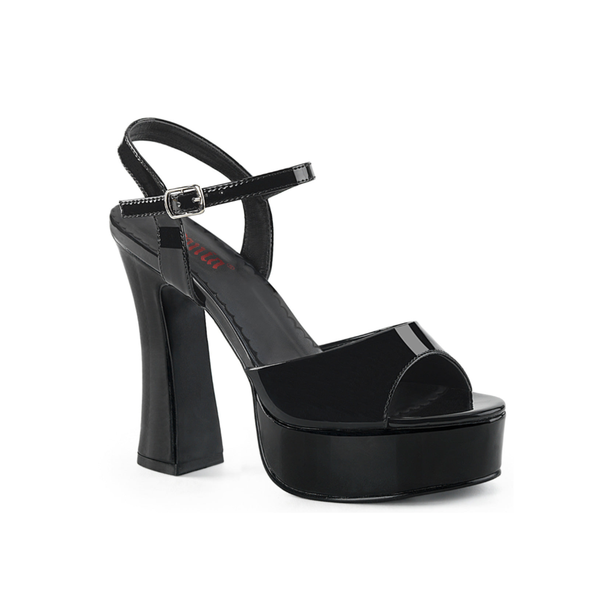 PVC chunky platform sandals black vegan leather ankle strap 5 inch heel 1.5 inch platform Dolly-09 fetish footwear Fetish Factory