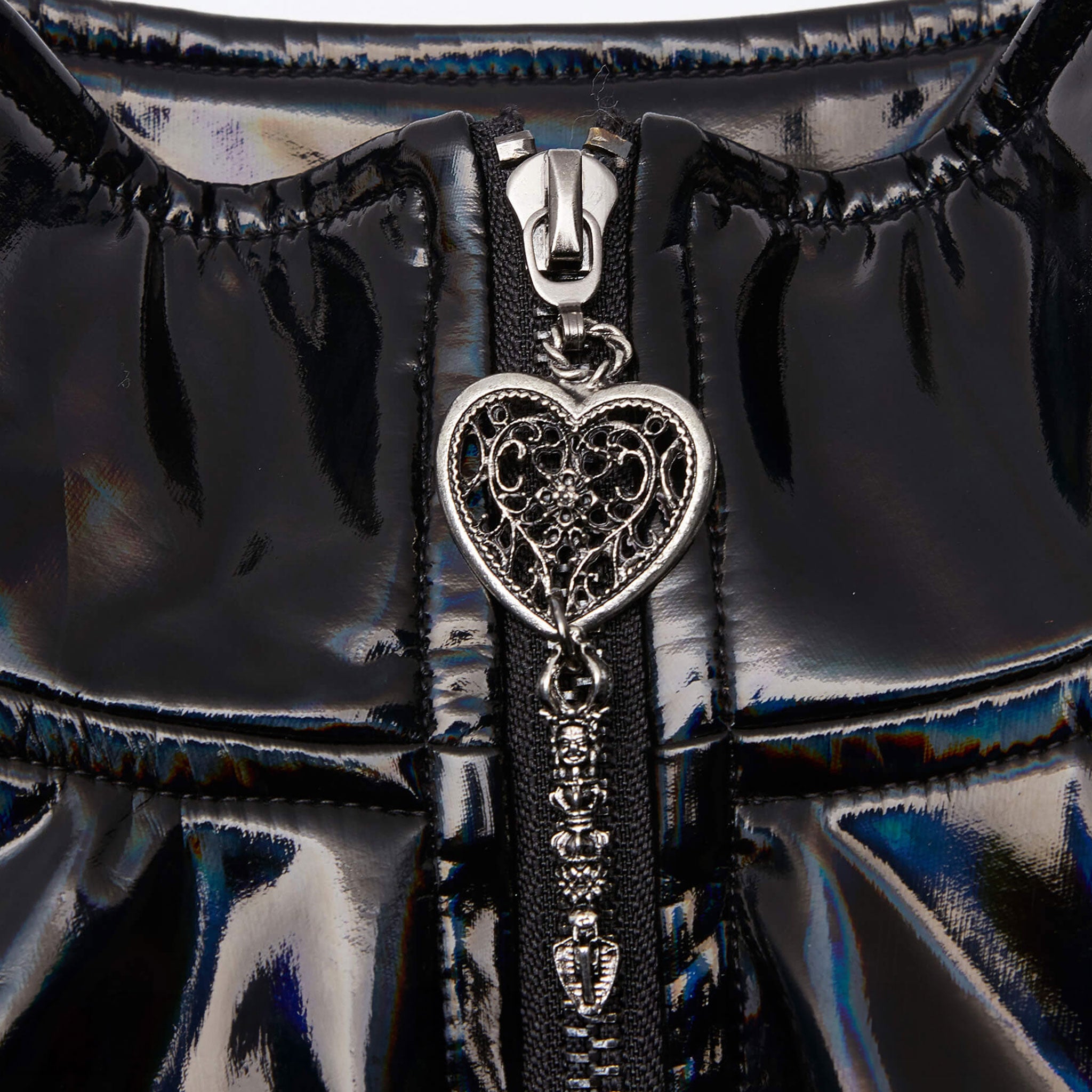 Wetlook PVC vinyl polyester elastane dress maxi-dress coat corset lace-up laceup laced-back longsleeve long-sleeve sleeves sleeved contrast-piping gathered-seams front-zip full-zip zipper phurba-zip heart-shaped high-collar high-gloss shiny glossy rave ravewear rave-wear gorgeous cyber cyber-punk matrix costume cosplay halloween female femme feminine women black AB oilslick oil-slick