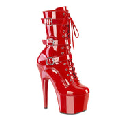 PVC lace-up booties high heel, triple buckle fetish ankle boots, 7-inch stiletto heel platform shoes, glossy PVC ankle boots with zipper, clubwear platform boots fetish fashion, Fetish Factory stiletto ankle boot collection