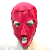Lycra PVC vinyl nylon-cording metallic-grommets accessories headgear head-gear hood mask full-face anatomical raised-nose nose-guard back-laceup lace-up functional eye-catching shiny glossy breathable fetish fashion alt-fashion bondage bdsm bdsm-gear bdsm-fashion bdsm-toys kink kinky kinkwear kink-wear kinky-play costume cosplay halloween unisex red
