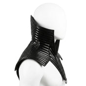 PVC vinyl polyurethane polyester polyamid-lining ester-foam accessories top outerwear collar shoulder pointed-shoulder shoulder-collar mantle ribbed D-ring high-neck triangle triangular zipper front-zip shiny glossy futuristic soft costume cosplay halloween pharaoh tatjana-wernecke male masculine masc mens guys dudes unisex black