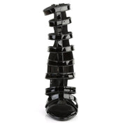 PVC vinyl accessories footwear shoes heels stiletto-heel sandals open-toed cage cage-design cage-upper high-arch zipper back-zip strappy shiny glossy sexy stunning fetish fashion alt-fashion clubwear kink kinky kinkwear costume cosplay halloween female femme feminine womens black