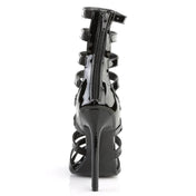 PVC vinyl accessories footwear shoes heels stiletto-heel sandals open-toed cage cage-design cage-upper high-arch zipper back-zip strappy shiny glossy sexy stunning fetish fashion alt-fashion clubwear kink kinky kinkwear costume cosplay halloween female femme feminine womens black