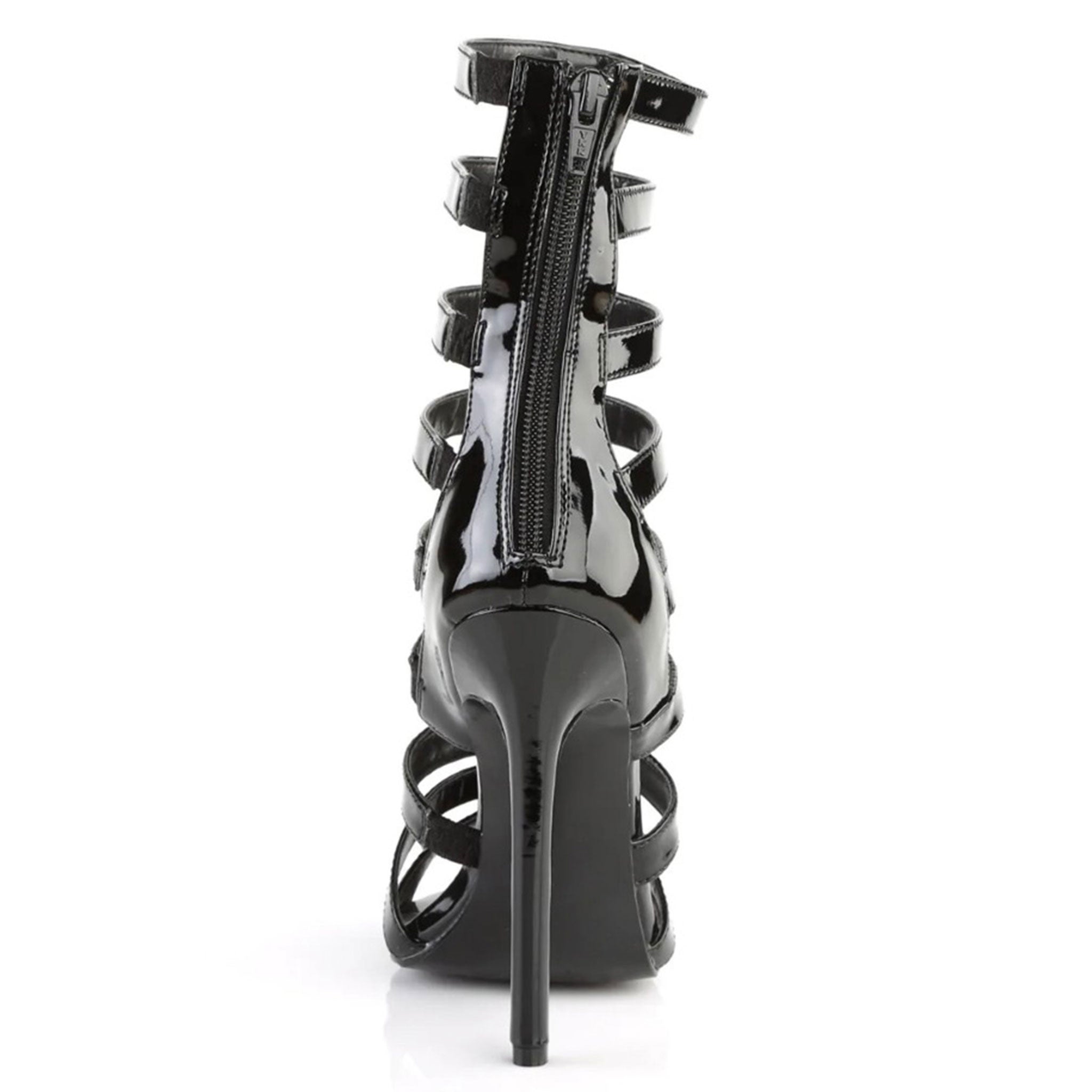 PVC vinyl accessories footwear shoes heels stiletto-heel sandals open-toed cage cage-design cage-upper high-arch zipper back-zip strappy shiny glossy sexy stunning fetish fashion alt-fashion clubwear kink kinky kinkwear costume cosplay halloween female femme feminine womens black