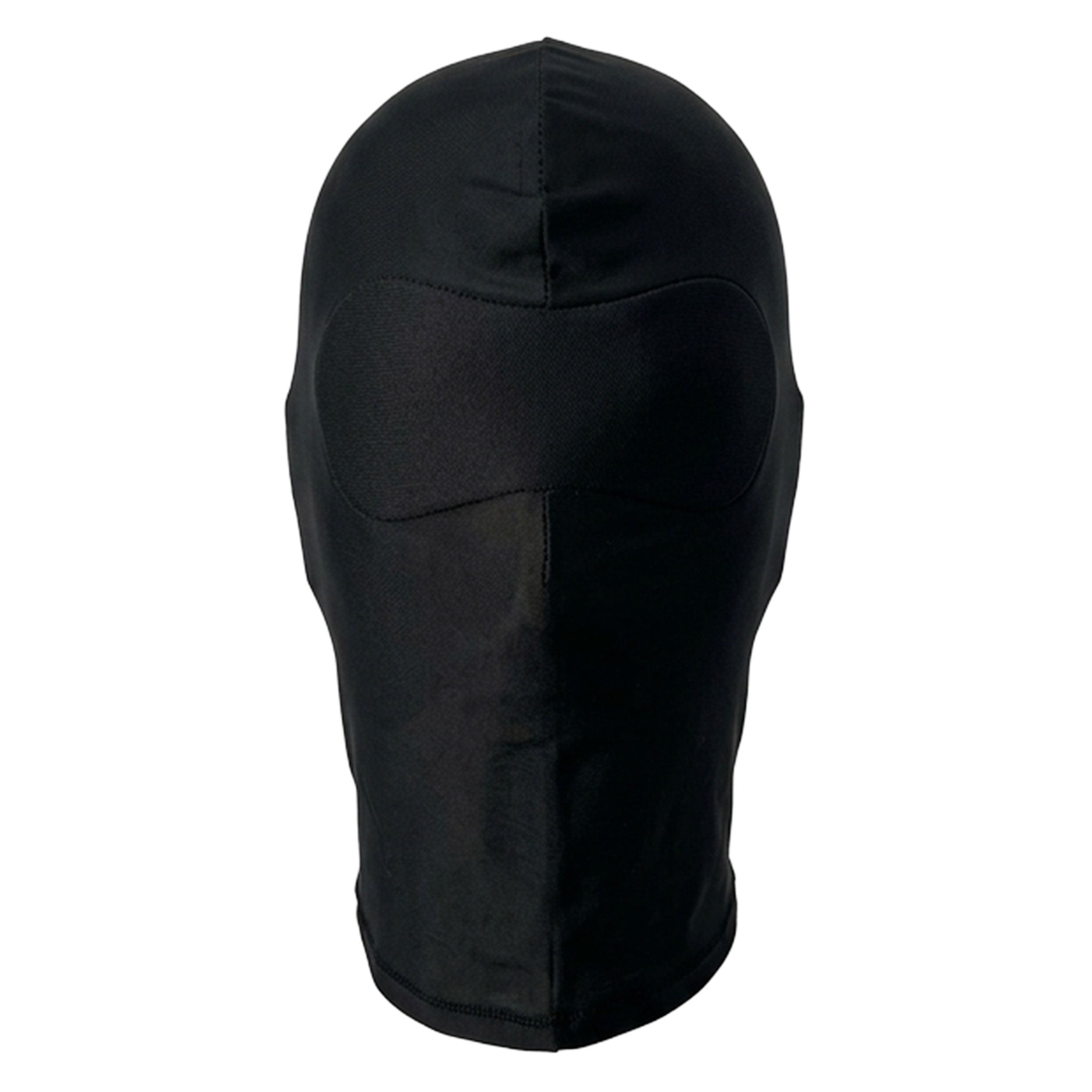 Spandex synthetic foam-padding nylon-foam nylon accessories hood mask balaclava full-face pullover pull-over padded-eyemask eye-mask blindfold stretchy durable resilient breathable alluring whimsical non-anatomical fetish fashion alt-fashion bondage bdsm bdsm-gear bdsm-toys kink kinky kinkwear sensory-sensory-play sensory-deprivation depersonalization costume cosplay halloween zentai zentai-mask unisex black
