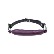 Leather padded accessories restraints gag mouth-gag padded-gag padded-bit leather-gag O-ring adjustable buckle soft fetish fashion alt-fashion alternative bedroom dungeon bondage bdsm bdsm-toys kink kinky kinky-toys kinky-play pet pet-play pony-play adult-toys unisex purple
