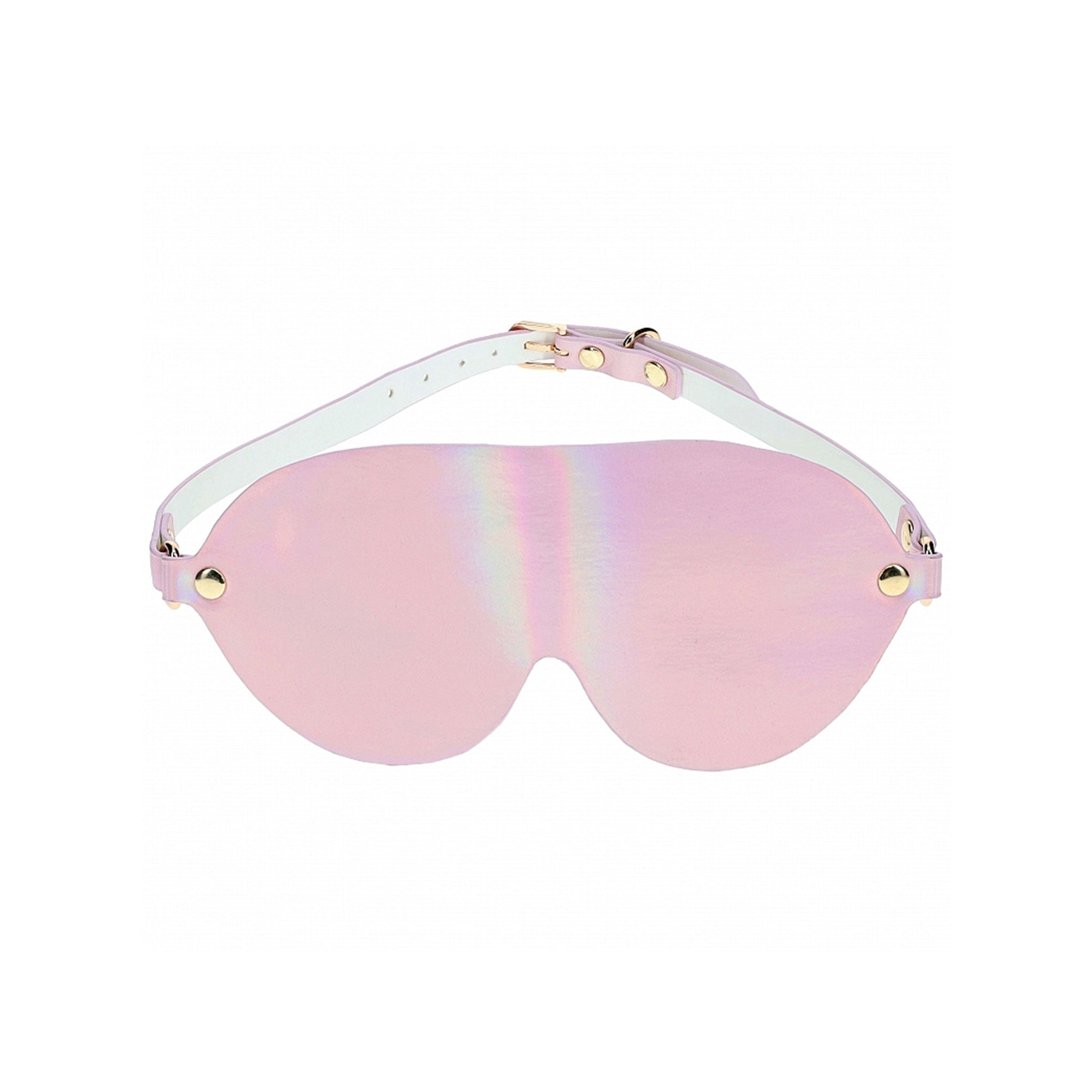 Leather PU-leather PVC vinyl iron zinc-alloy accessories blindfold eye-mask rounded broad adjustable buckle sexy bdsm bondage bdsm-toys kink kinky kinky-play sensory-play sensation unisex pink iridescent