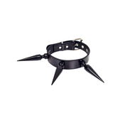 black patent collar with 4 inch metal spikes buckle closure punk gothic bondage fetish fashion accessory