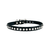 Leather patent-leather rhinestones accessories neck-wear collar choker single-row adjustable buckle D-ring shiny glossy high-shine sparkling fetish fashion alt-fashion alternative punk goth gothic cyber cyberpunk festival rave raver-babe bedroom dungeon bondage bdsm bdsm-fashion bdsm-gear kink kinky kinkwear pet-play costume cosplay halloween unisex black