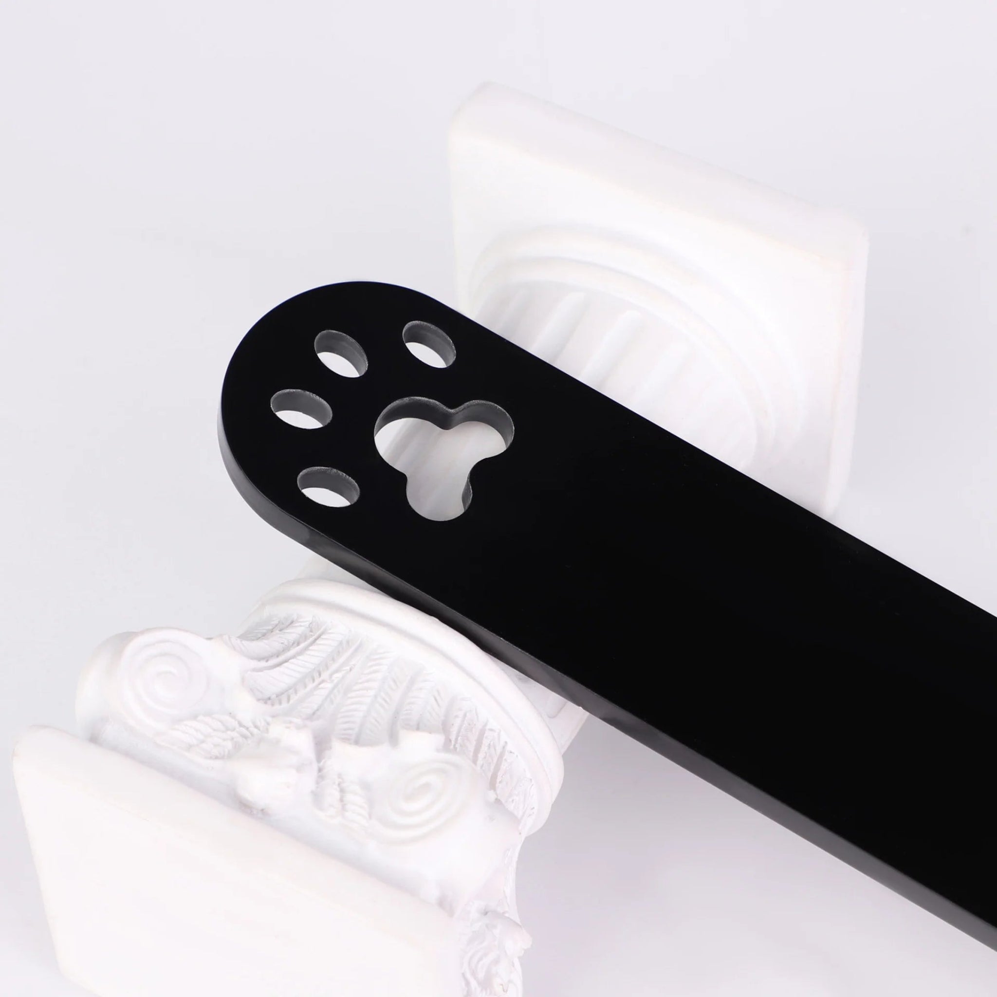 black acrylic bdsm paddle, spanking toy, pet play gear, paw cut-out paddle, fetish paddle, impact toy, bondage accessories, kink toy, dom sub play
