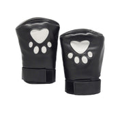 Leather vegan mittens velcro lace-up laceup restraints wrist bondage bdsm bdsm-gear kinky kinky-play pet-training pet pet-play black white