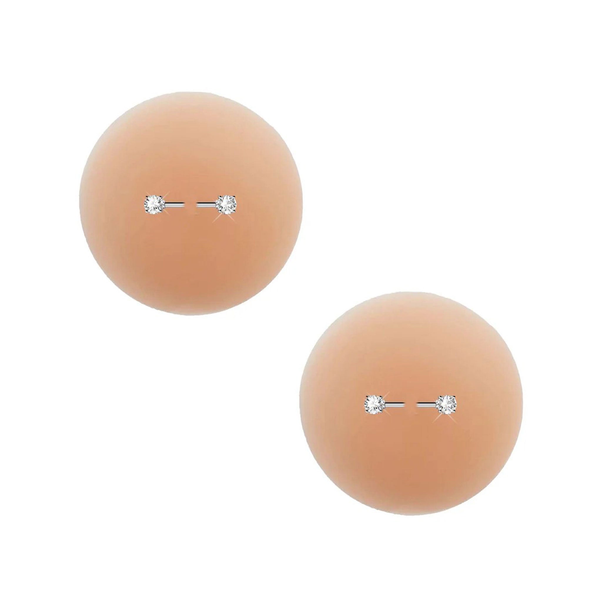 Silicone pasties petals breast nipple shields covers faux piercing bar diamond rhinestone reusable medical grade seamless matte-finish matte alt-fashion peek-a-boo peekaboo vanilla