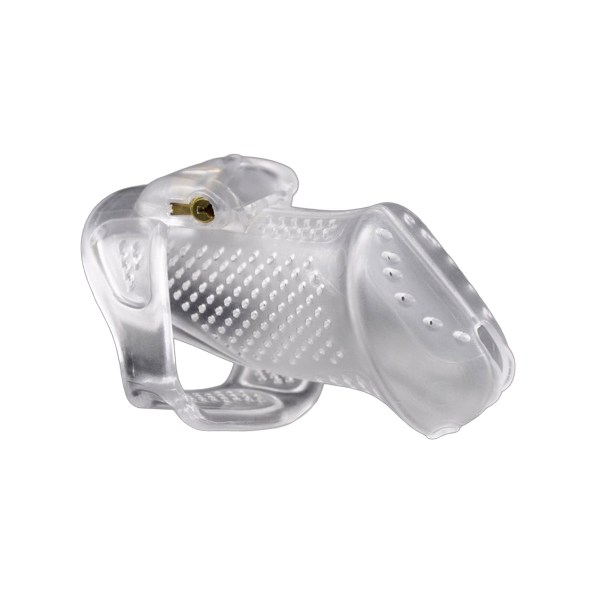 ABS-plastic accessories cockring cock-ring cage base-ring perforated frosted long male-chastity chastity locking lockable plastic-pin brass-pin breathable bdsm bondage bdsm-gear bdsm-toys restraint denial kink kinky kinky-play kinky-toys male masculine masc mens guys dudes adult-toys clear