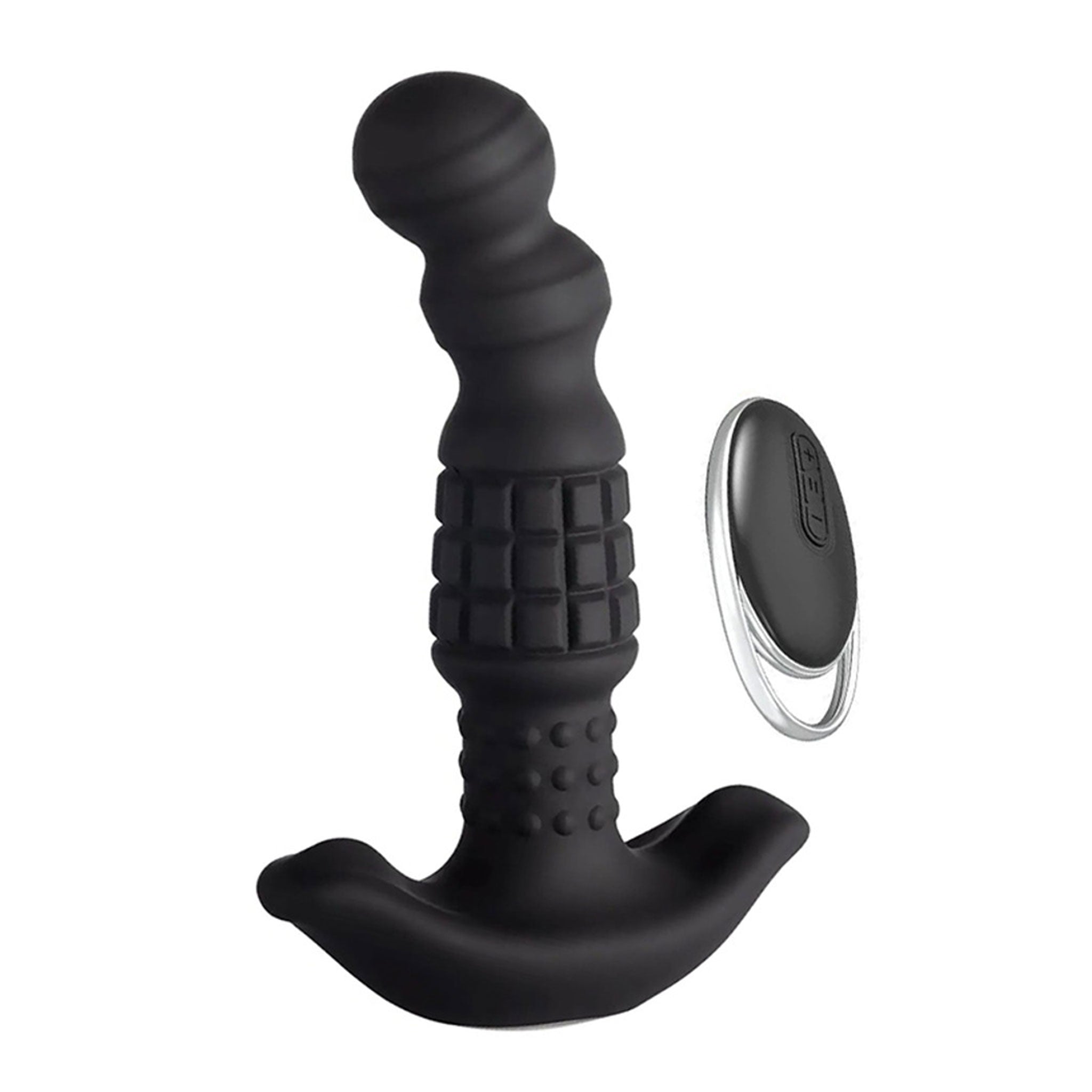 Silicone vibe vibrator vibrating vibration stimulator stimualting stimulation massage massaging massager anal p-spot prostate progasm rolling beads pineapple beaded ergonomic waterproof adult-toys sex-toys black 