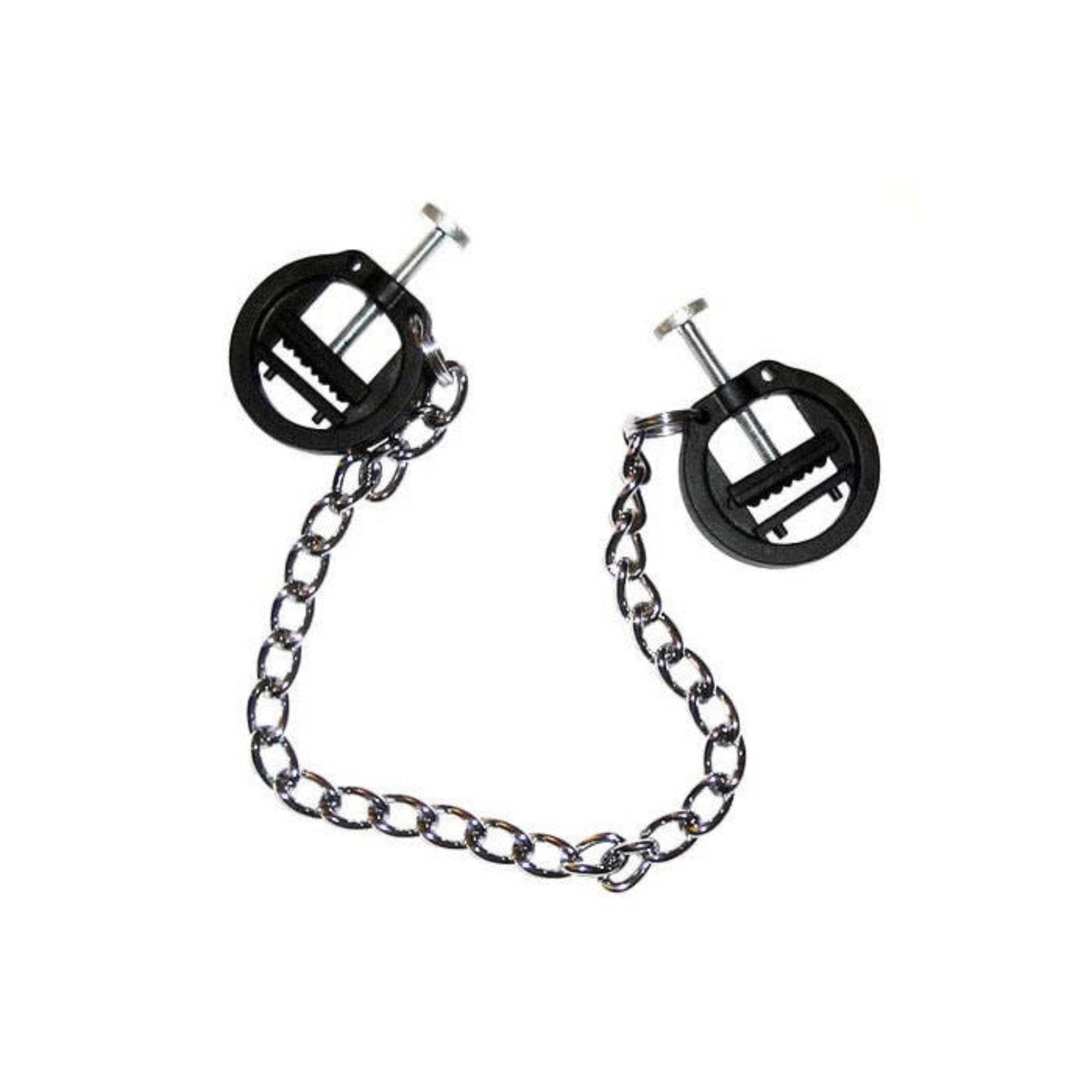 Plastic nipple clamps with metal connecting chain, adjustable light clamps, spiked nipple pinch clamps, BDSM nipple restraint, adult bondage accessories, erotic play clamps