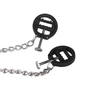 Plastic metallic-chain nipple nipple-play nipple-clamp plastic-teeth spiked spikes spike pinching pinch pressure thumbscrews thumb-screws adjustable connecting-chain tension lightweight precise firm controlled fetish fashion alt-fashion bedroom bondage bdsm bdsm-gear bdsm-toys restraint masochism masochist sadomasochism sadomasochist kink kinky kinky-toys erotic-play punishment pain costume cosplay gifts stocking-stuffers unisex adult-toys black