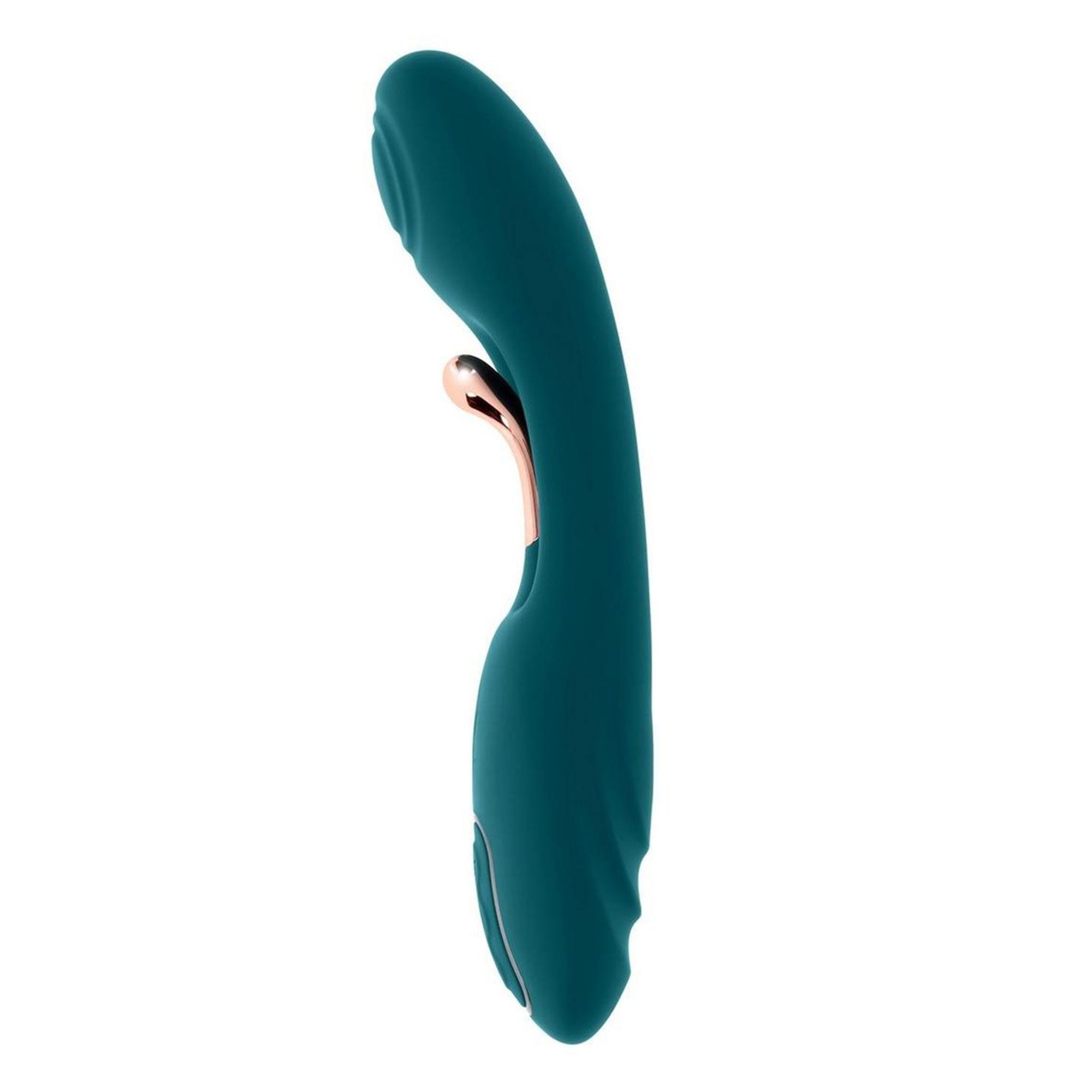 Silicone ABS-plastic dildo dong vibrator vibration vibrating vibe g-spot gspot tickler nub thrusting rechargeable adult-toys playboy aurelie green rose-gold