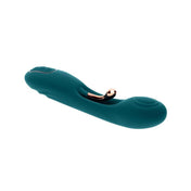 Silicone ABS-plastic dildo dong vibrator vibration vibrating vibe g-spot gspot tickler nub thrusting rechargeable adult-toys playboy aurelie green rose-gold